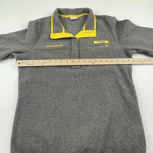 Oregon Ducks Columbia PFG 1/4 Snap Pullover Sweater Men‘s L Gray Fleece - Picture 4 of 10